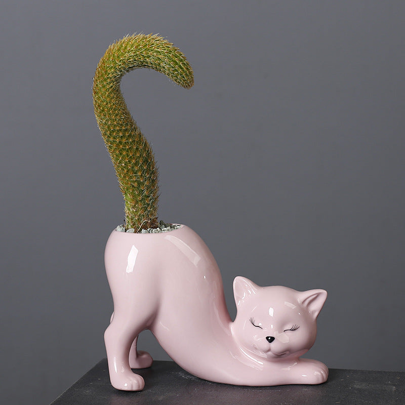 Creative Cat Tail Ceramic Flower Pot