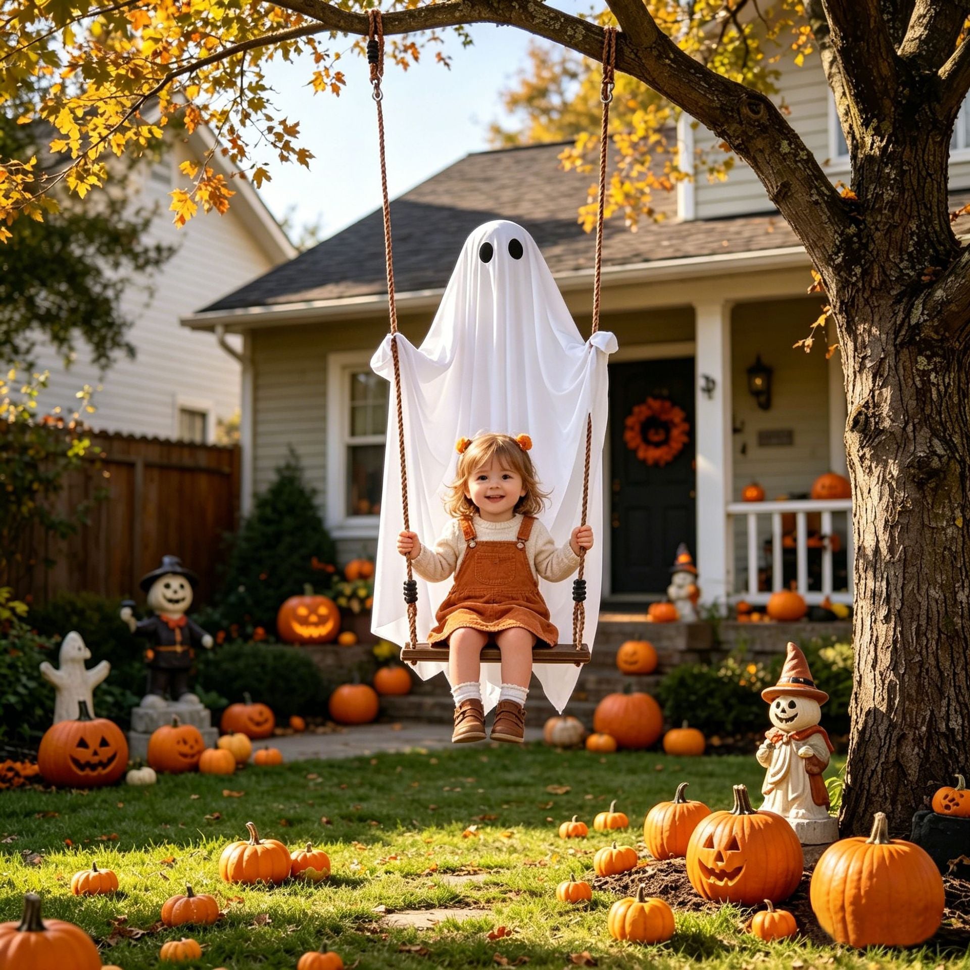 Glowing Halloween Ghost Swing Decoration