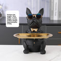 French Bulldog Statue with Tray Abstract Art Decor