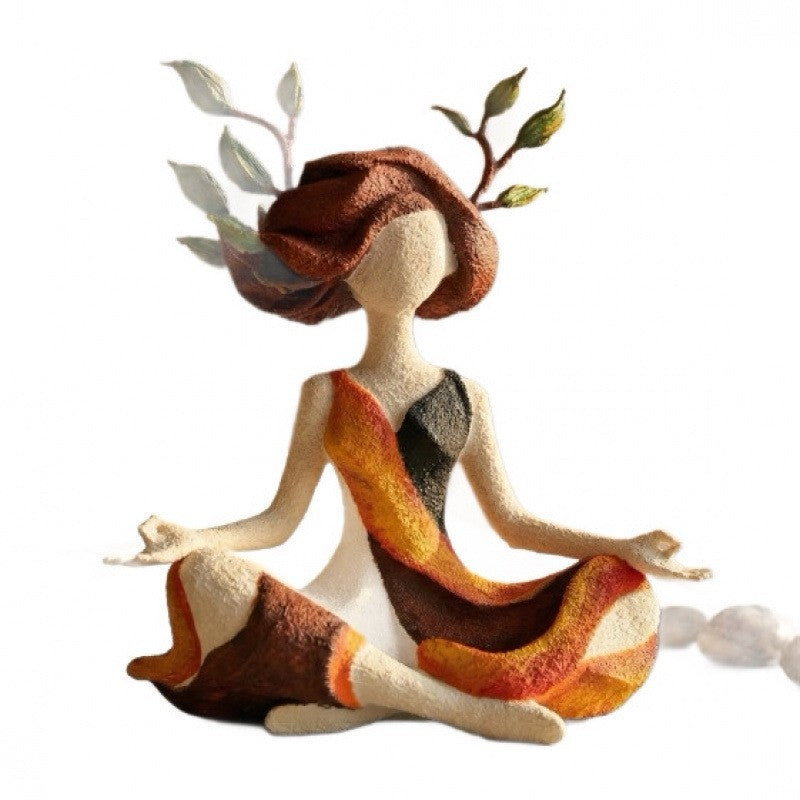 Yoga Girl Character Statue Resin Crafts